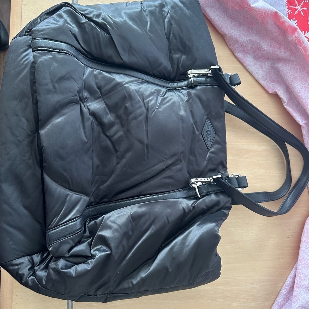 EUC MZ Wallace Puffy Black Tote with inside coin bag and dust cover